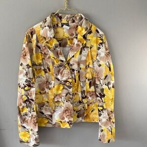 Southern Lady Yellow and Brown Floral Blazer